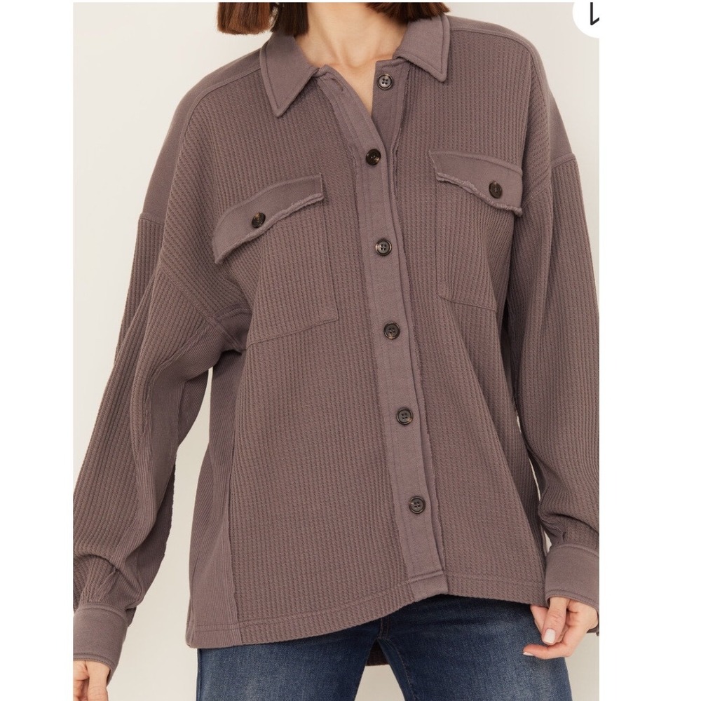 CLEO + WOLF WOMEN'S OVERSIZED KNIT BUTTON UP SHIRT SIZE SMALL MEDIUM NWT SHACKET